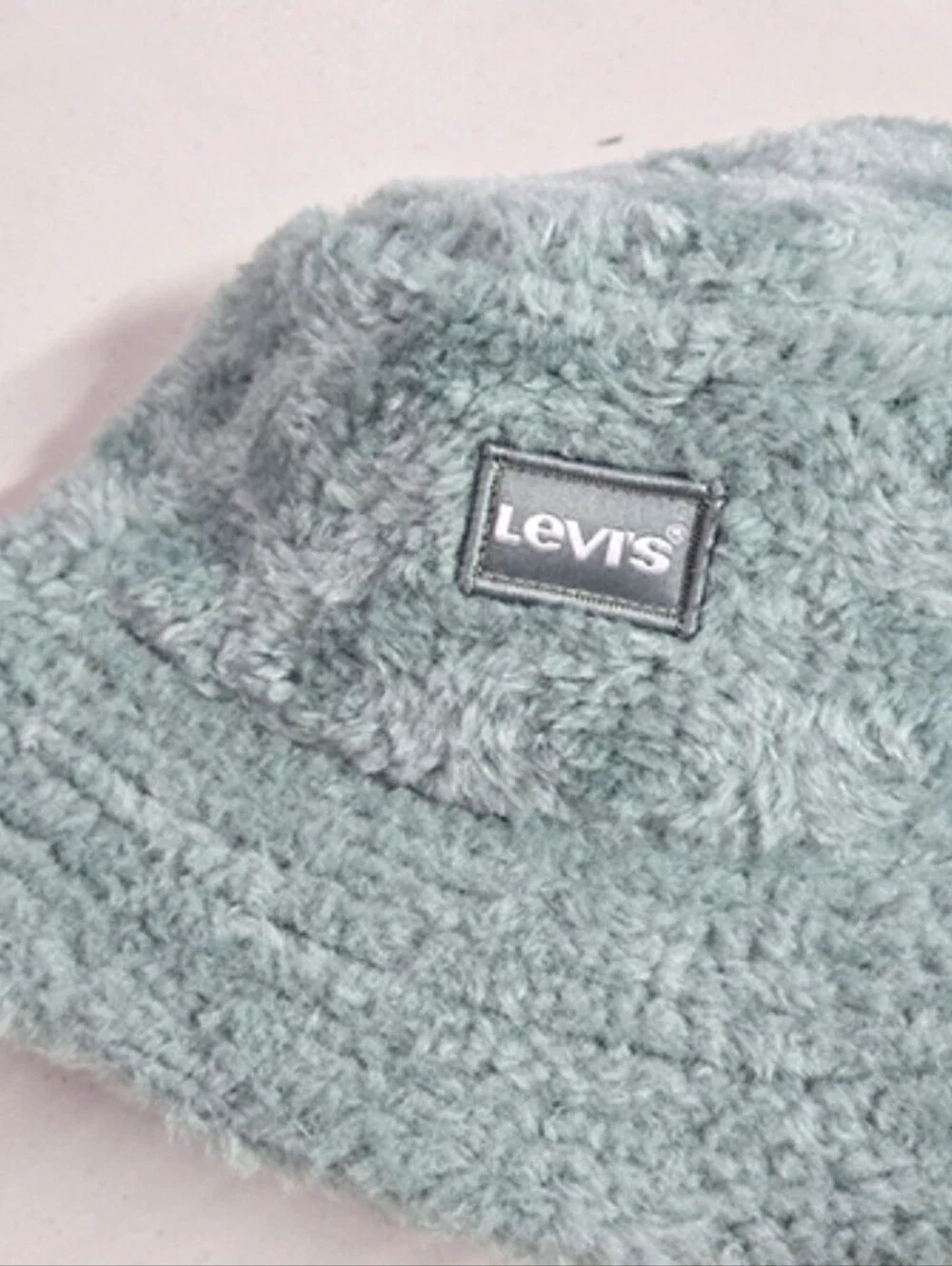 Levi's Teal Sherpa Bucket Hat Fuzzy Warm Plush Casual Streetwear Trendy Beach